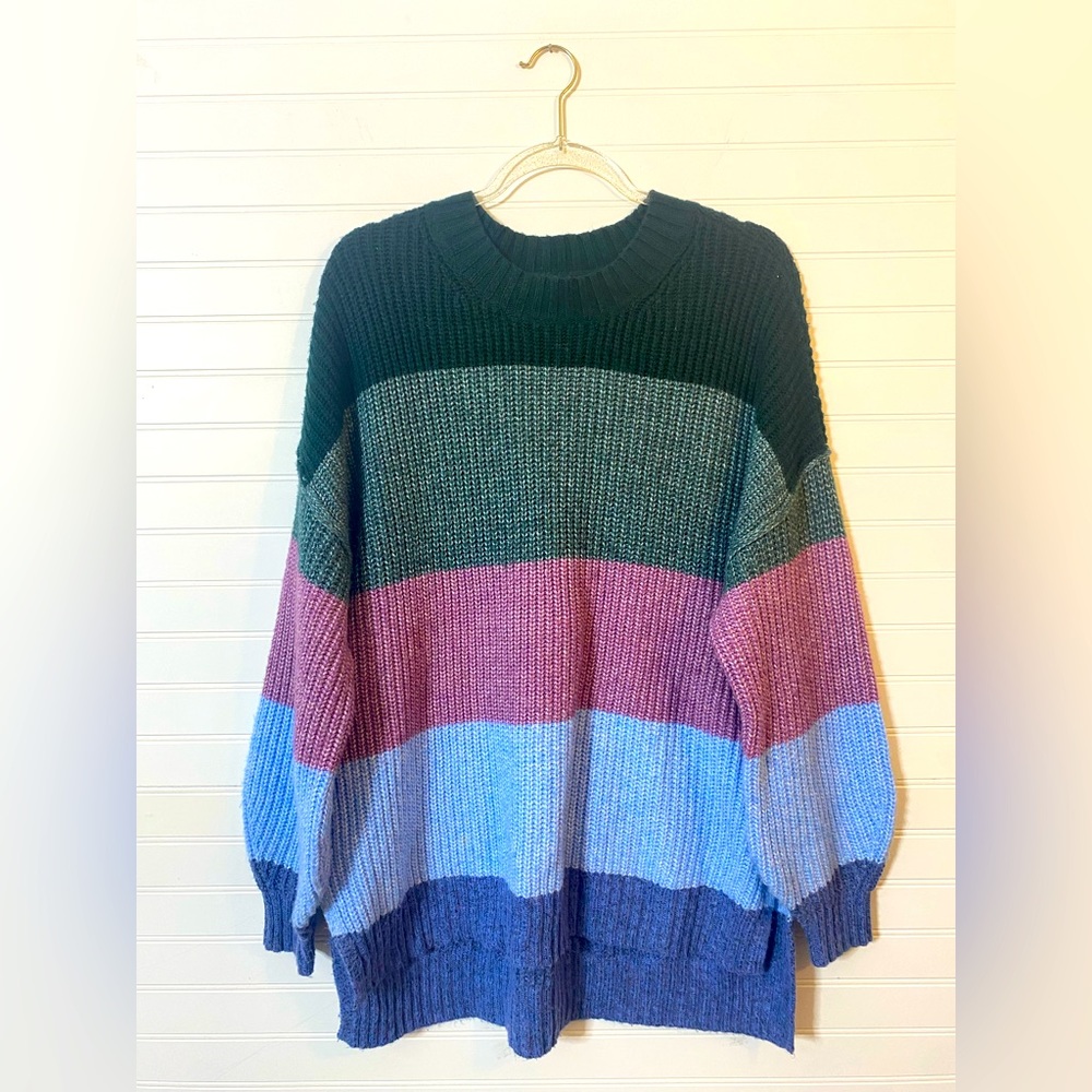 American Eagle Colorblocked Crochet Knit Oversized Women’s Sweater